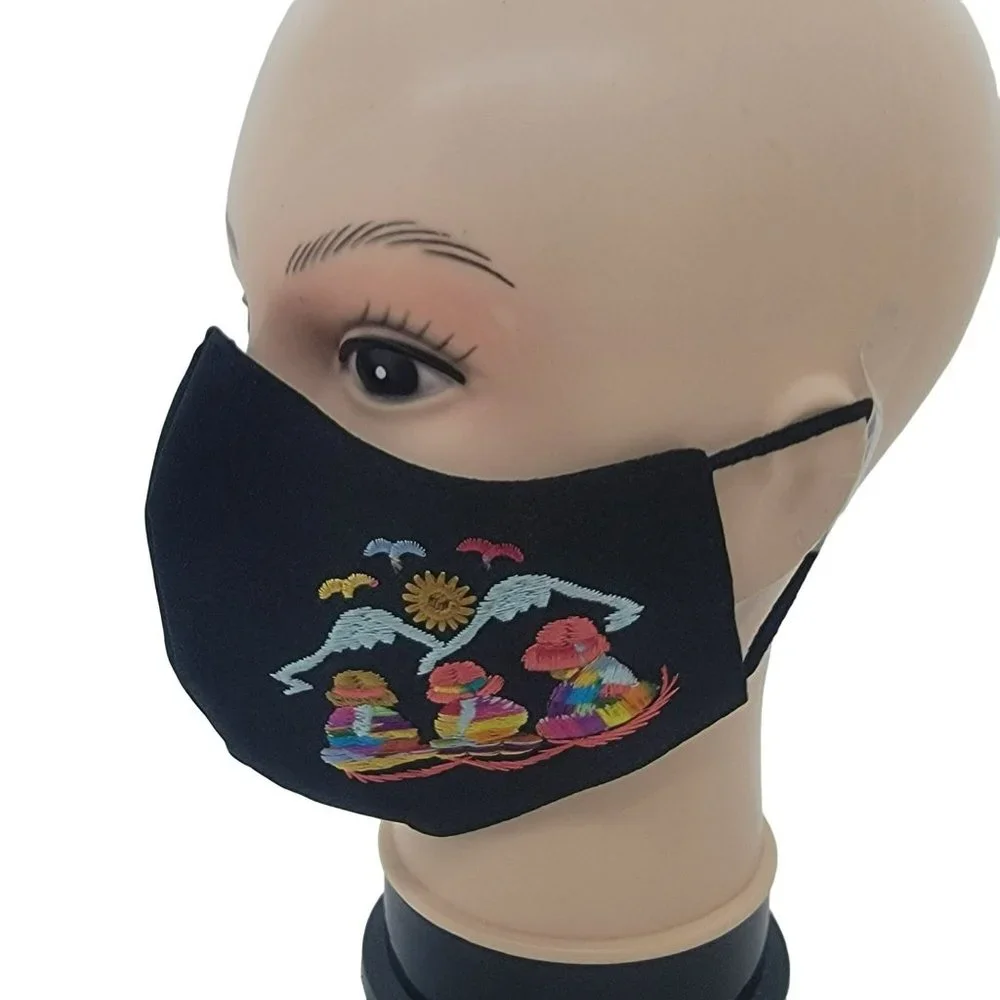 New Face cover ear loop black Mask Women's Embroidered handmade women mountains